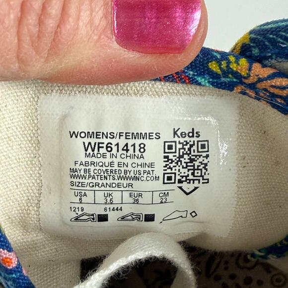 Keds x Rifle Paper Co. Kickstart Sneakers Women's 6 Blue Floral Athletic Shoes - Picture 10 of 10